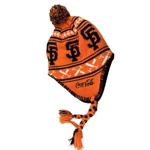 Coca Cola San Francisco Giants Orange Beanie with Pom Pom & Ear Flaps